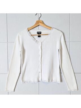 Vintage y2k ribbed cotton lace cardigan